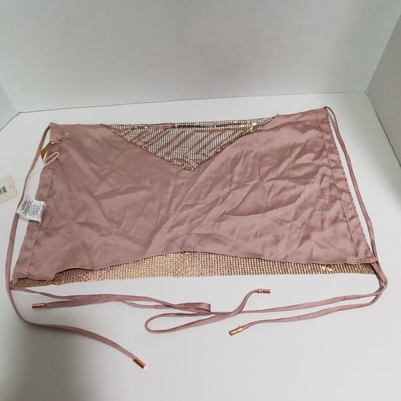 Ramy Brook Printed Rosa Halter Top XXS Metallic Chainmail Rose Gold Slinky New - Picture 5 of 14